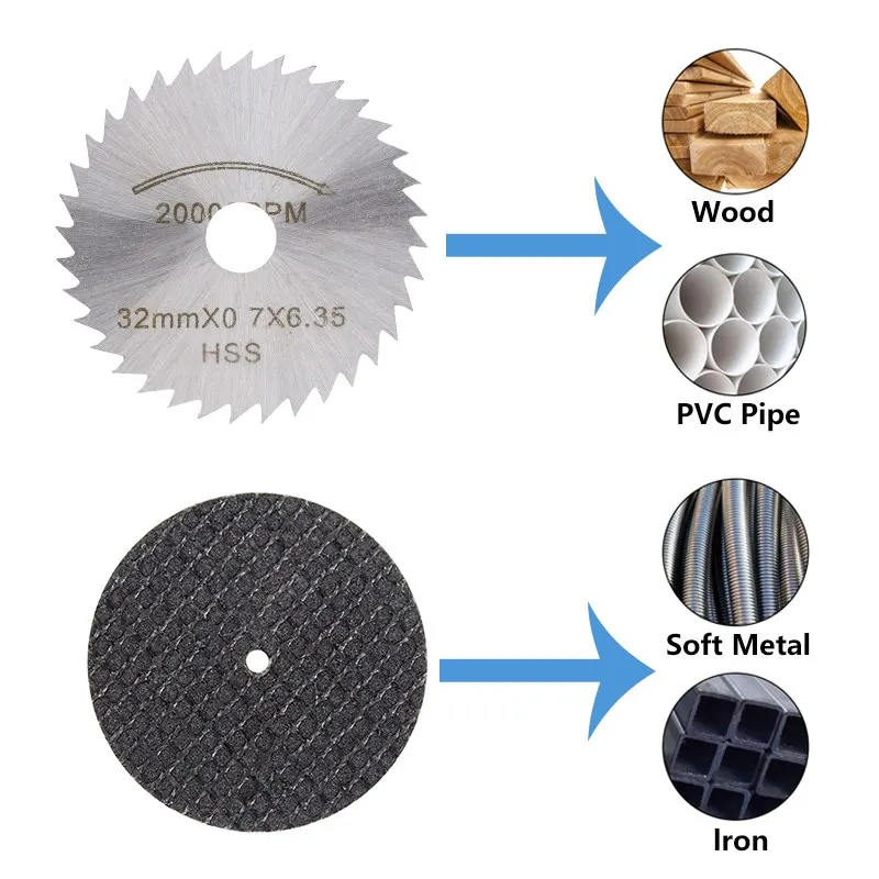 CMCP-hoja de sierra de diamante Circular HSS, ruedas de corte de diamante para Dremel, Mini taladro, accesorios de herramientas rotativas, 31 Uds.