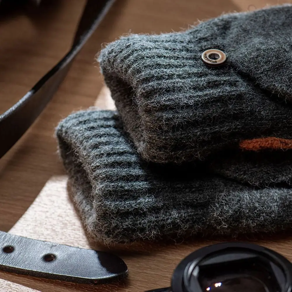 Fashion Autumn Winter Warm Gloves Thickened Cold Proof Half Finger Gloves Exposed Finger Writing Touch Screen Gloves