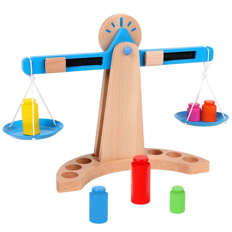 Montessori Math Teaching Tool Wooden Balance Scale Children's Balance Weighing Early Education Educational Toys For Kids