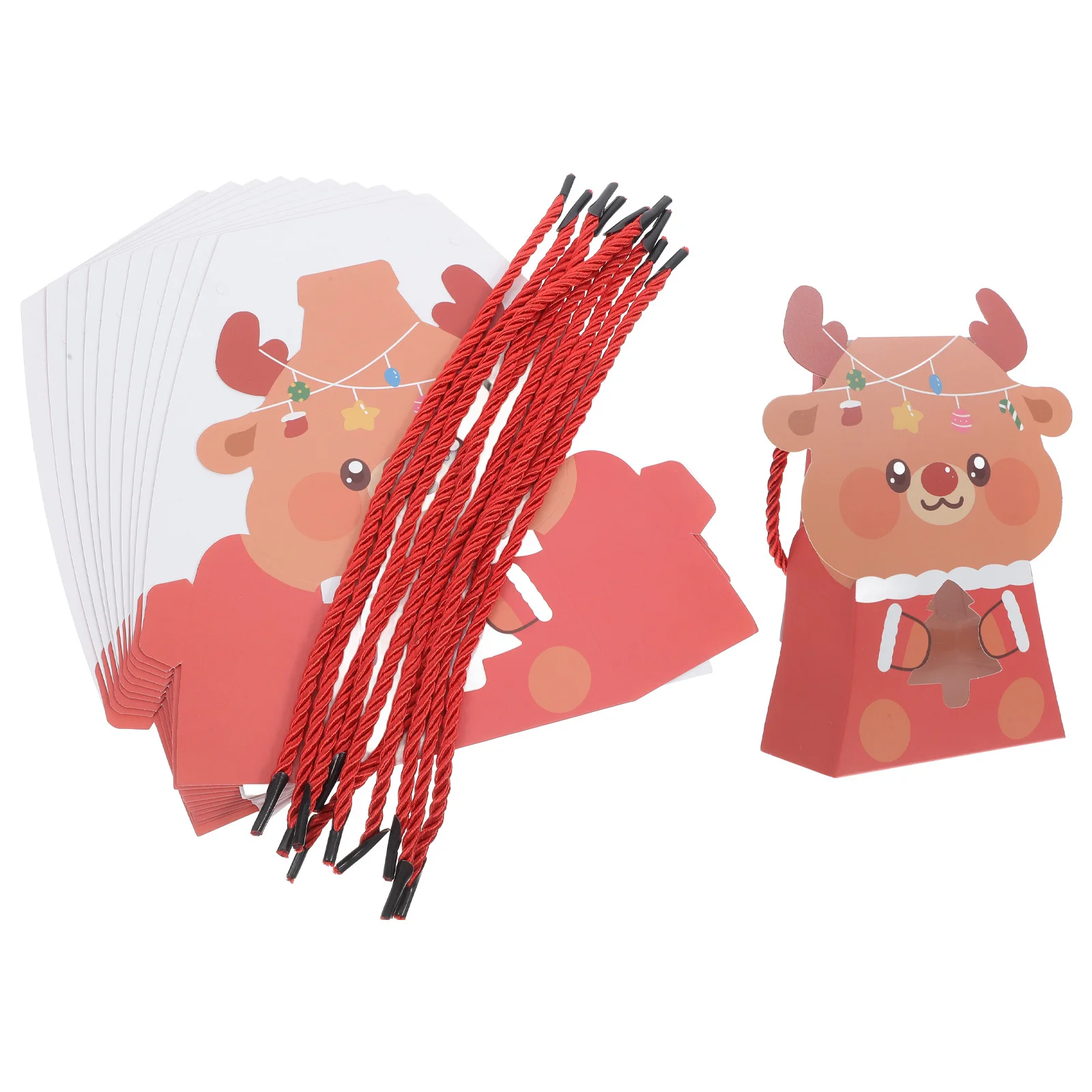 

10pcs Christmas Candy Gift For Small Paper Bags With Handles Holiday Party Favor Treat Bags Cute Bear Design