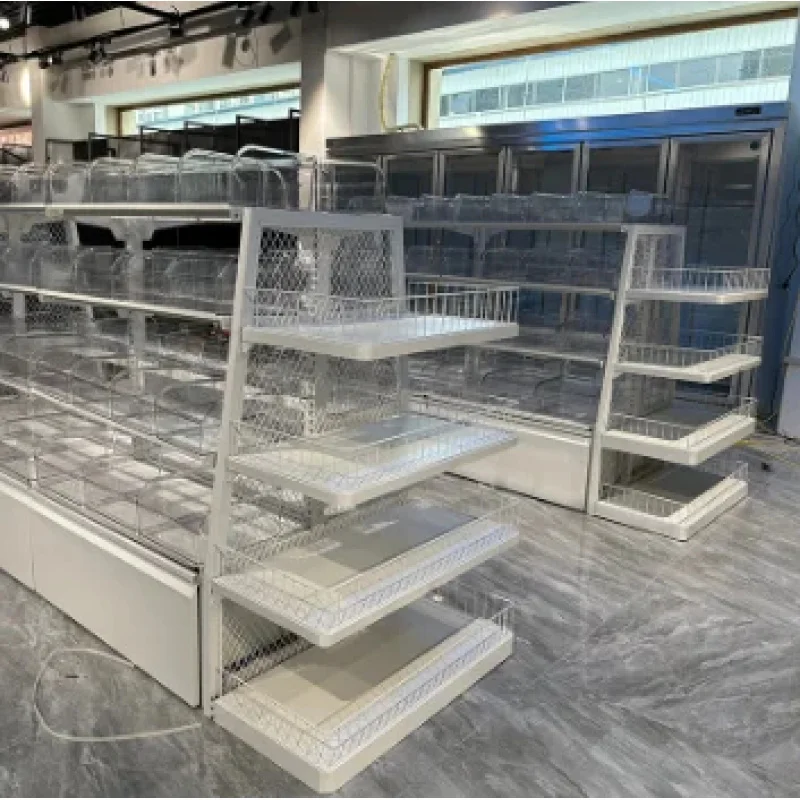 custom.Casual Snack Shelf Convenience Store Economical Light Duty Metal Wire Display Shelf Bulk Casual Snack Shelf Design