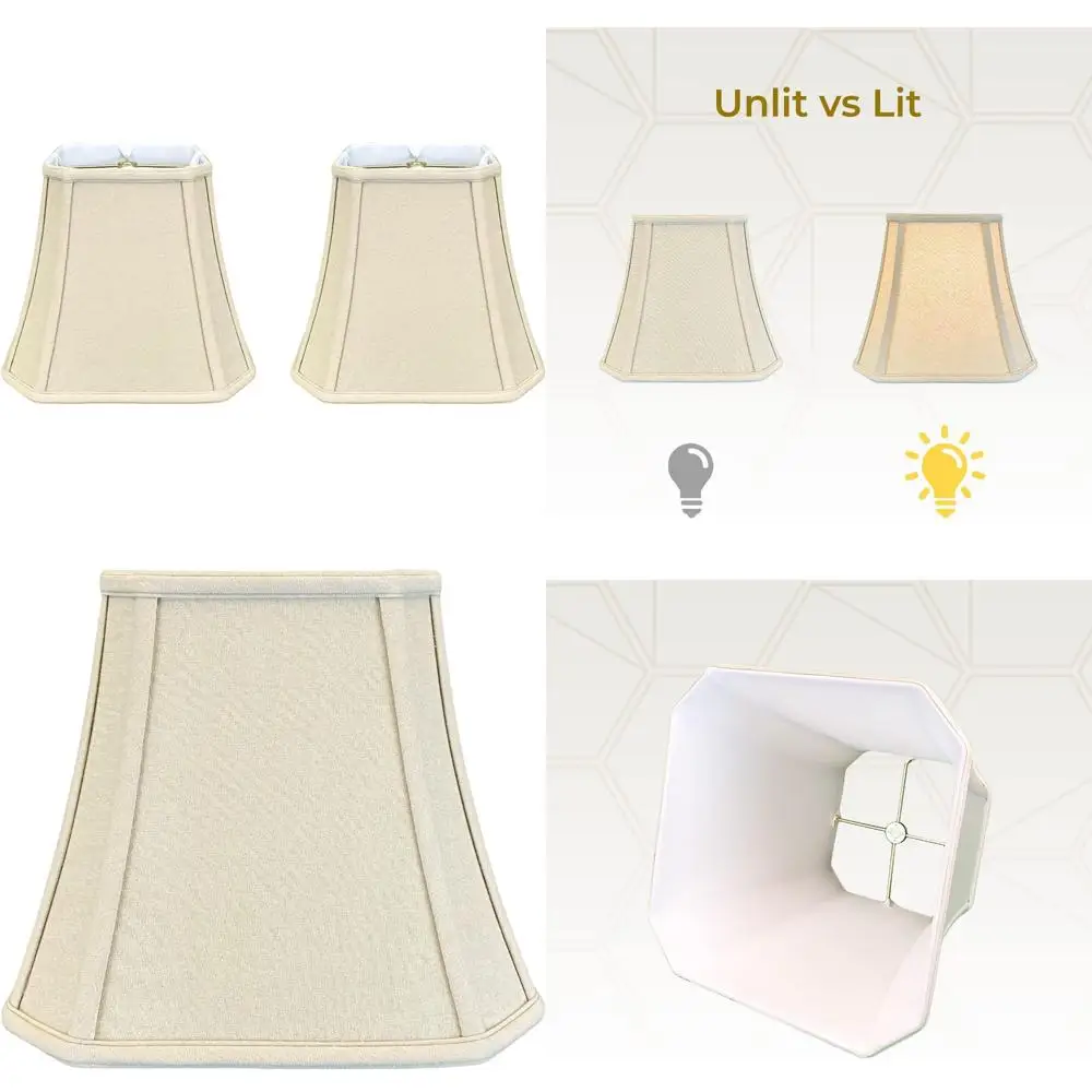 

Льняные бежевые угловые абажуры с квадратным вырезом, 7,5 x 12 x 10,25, 2 шт., подходят для различных светильников