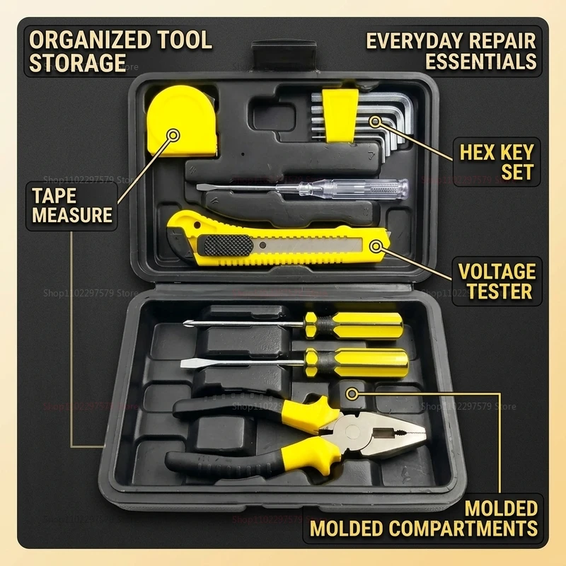 12Pcs Portable Tool Kit with Storage Case DIY Repair Set for Camping Outdoor Home Workshop Maintenance and Repairs