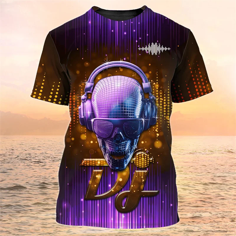 3D Printed Horror Skeleton T Shirt For Men DJ Rock Music Pattern T-Shirts Summer Hip-Hop Loose Unisex Tee Shirts Round Neck Tops - view 5
