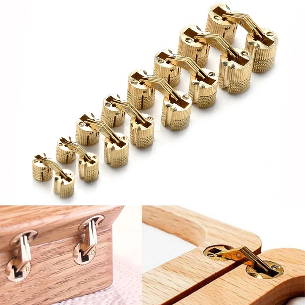 Copper Brass Furniture Hinges 8-18mm Cylindrical Hidden Cabinet Concealed Invisible Door Hinges For Hardware Gift Box