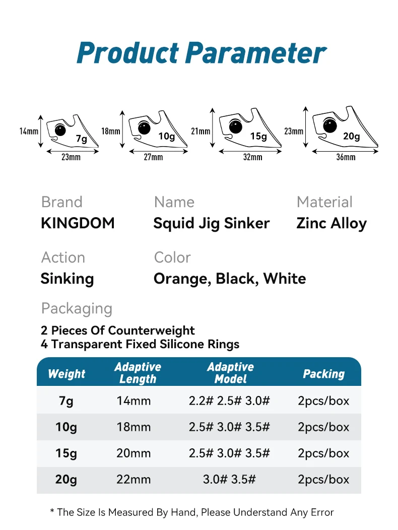 Kingdom Tintenfisch-Jig-Sinker 7g 10g 15g 20g Sinkender Leuchtender EGI-Sinker 2 Stück pro Packung Oktopus-Tintenfisch-Angelzubehör – Detail 4