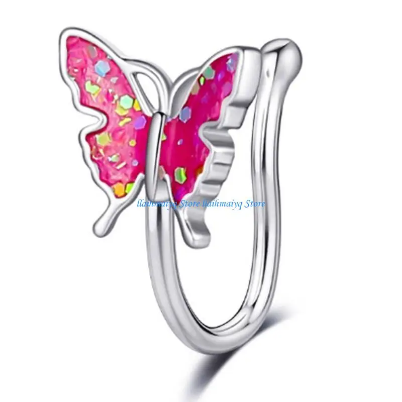 573B حلقة الأنف غير المثقوبة لطيفة لخاتم الأنف الفراشة للديكور #4