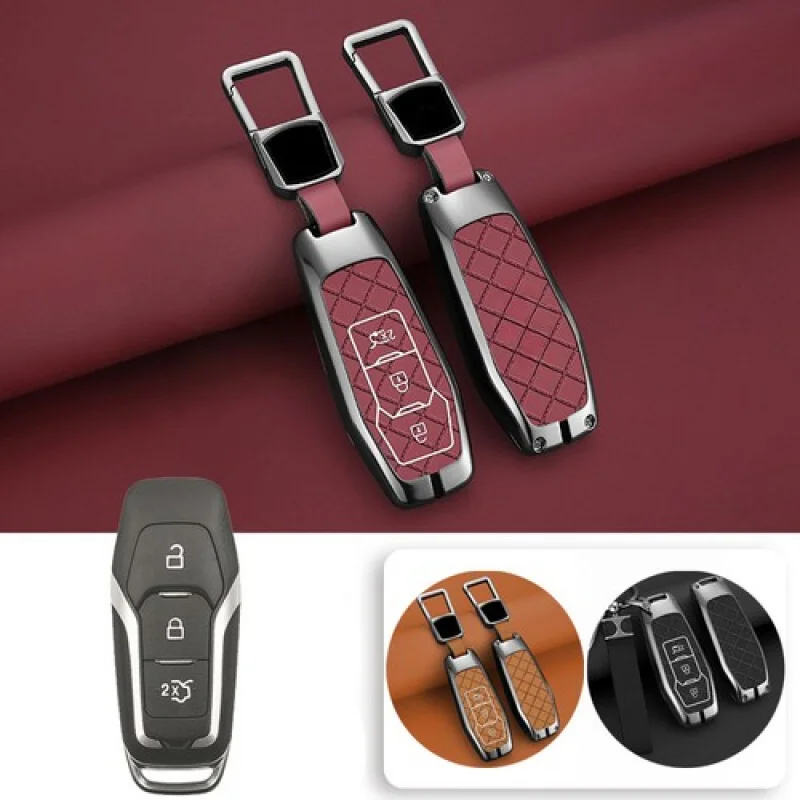 

Кожаный чехол для ключей из сплава A + для Ford Edge Mustang Mondeo Explorer Fusion