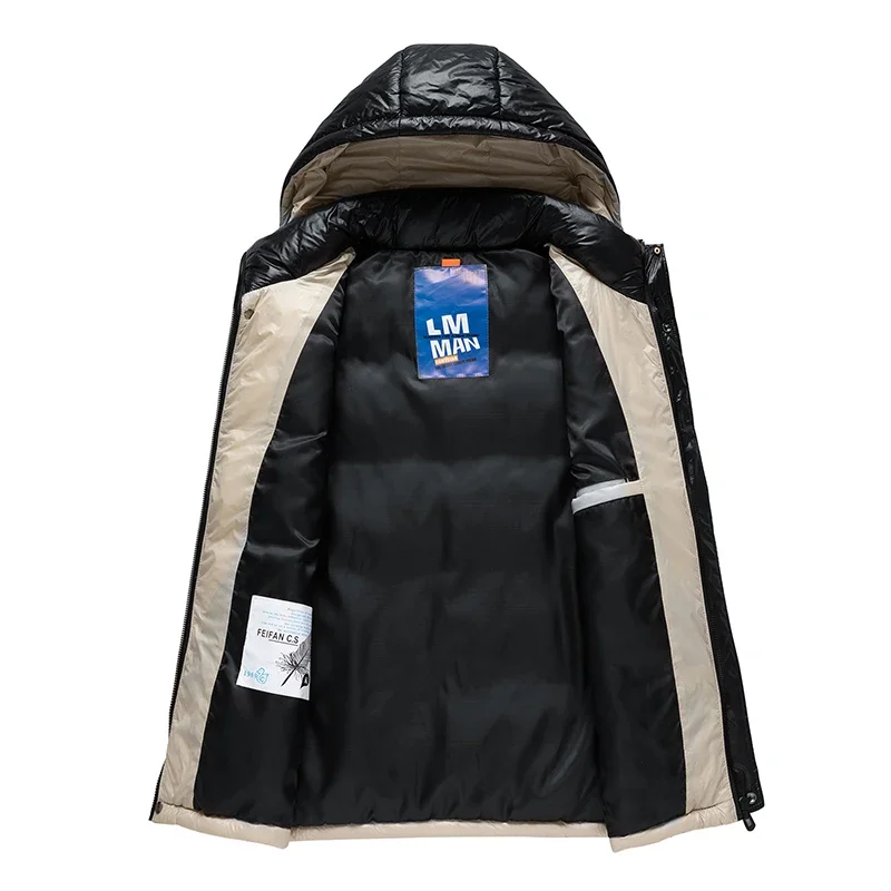 White Duck Down Men Jacket Thicken Coat Outdoor Causal Sleeveless Fashion Male Hoodies Vest Winter Padded Zipper Solid Waistcoat