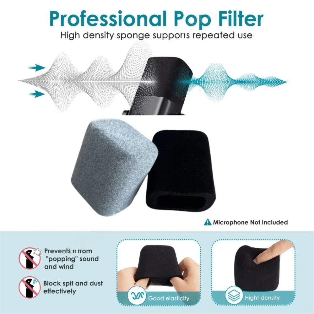 1pcs Replacement Mic Windscreen Cover Flocked Sponge Foam Windproof Microphone Muff Noise Reduction for FIFINE AmpliGame AM8