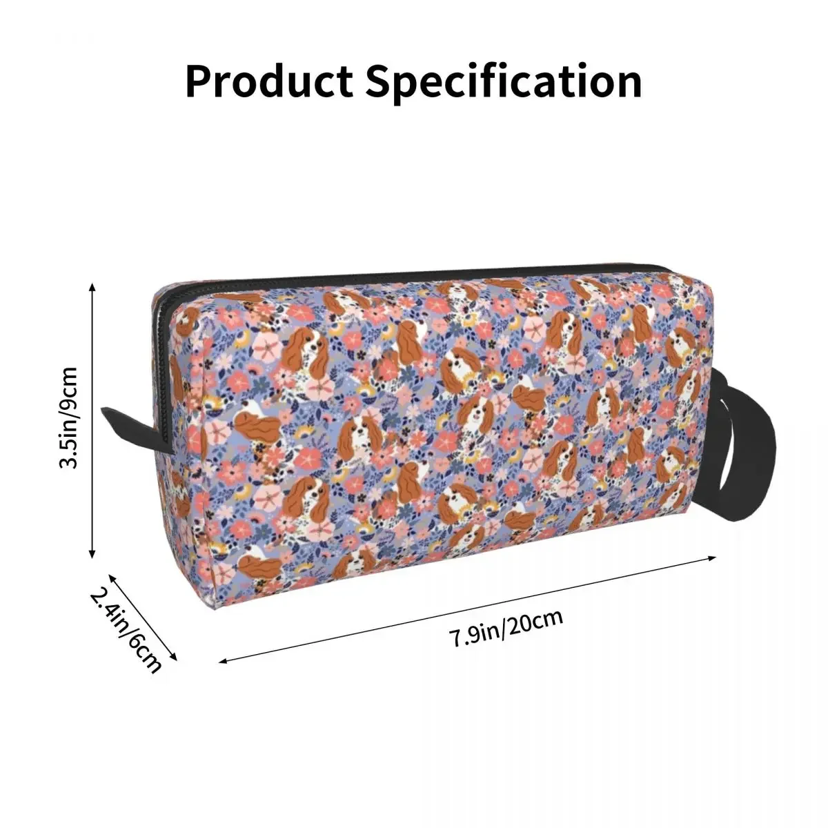 Cute Cavalier King Spaniel Garden Makeup Bag Cosmetic Dopp Kit Toiletry Cosmetic Bag for Women Beauty Travel Pencil Case