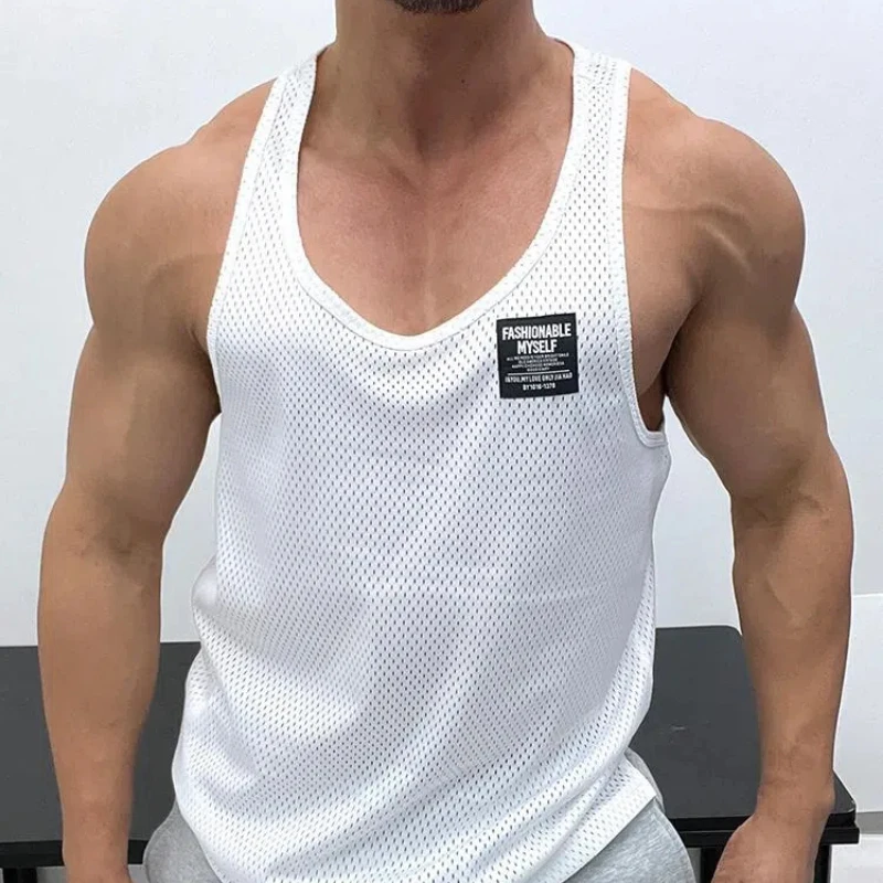 2024 Men's Clothing Summer Sleeveless Pullovers Solid Color Self Cultivation Lightweight and Thin Ventilation All-match Tops