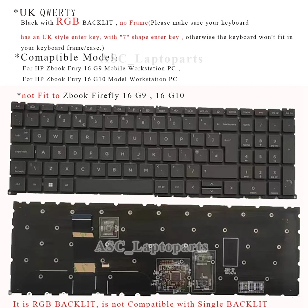 

Новая британская QWERTY-клавиатура для ноутбука HP ZBook Fury 16 G9, Fury 16 G10 N19205- N192, черная с цветной RGB-подсветкой, без рамки