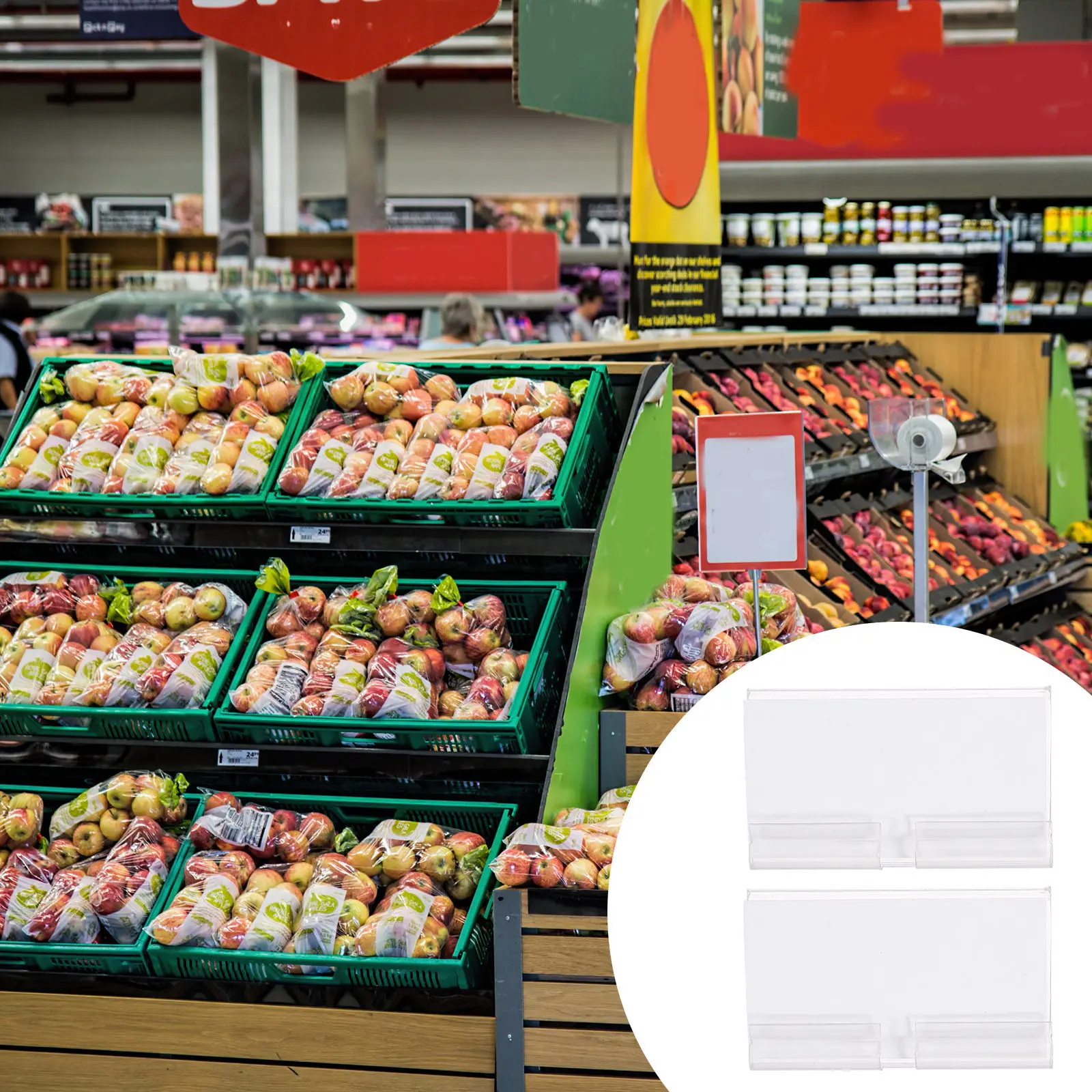 

50Sets Basket Labels Clip on Clear Wire Shelf Label Holders for Organizing Bins Storage Bin Labels Clip on Basket Label Holders