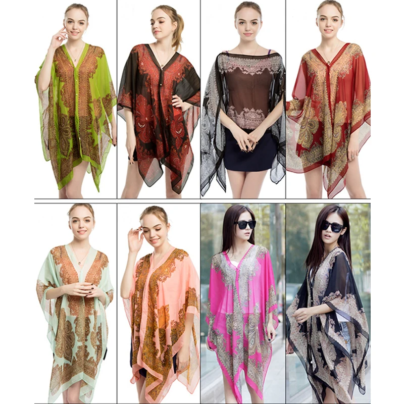 110*160cm Multifunctional Shawl Summer Sunscreen Chiffon Printed Scarf Oversized Beach Silk Scarf New