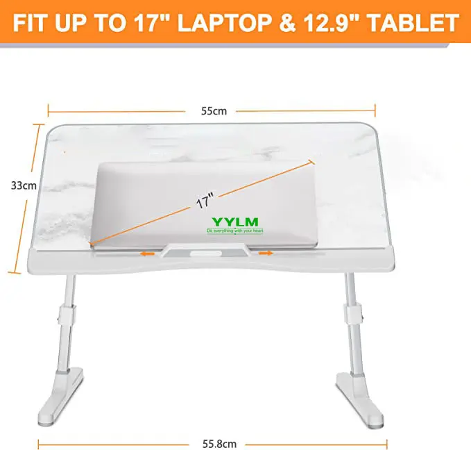 Adjustable Aluminum Laptop Desk Ergonomic Portable TV Bed Lapdesk Tray PC Table Stand Notebook Table Desk Stand With Mouse Pad