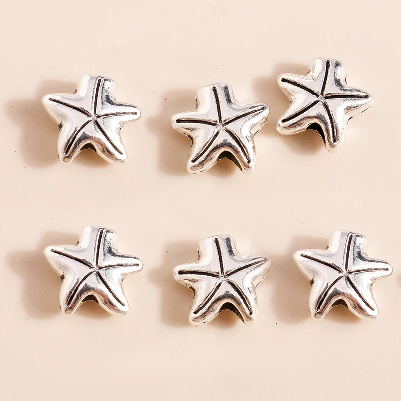 Leslie 50 Uds 9*9mm Mini dijes de estrella de mar colgantes de cuentas para fabricación de joyería DIY pendientes collares pulsera al por mayor