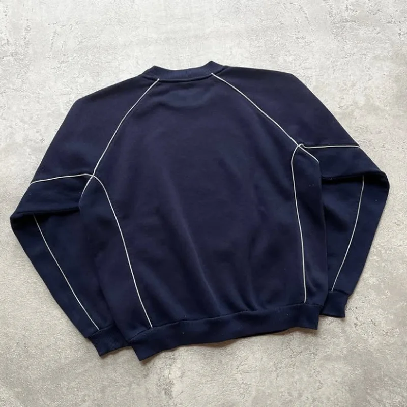 Nouveau Y2K Gothique Marque De Mode À Capuche Brodé Logo Polyvalent Hip Hop Épissage Ligne Conception Col Rond À Capuche Top