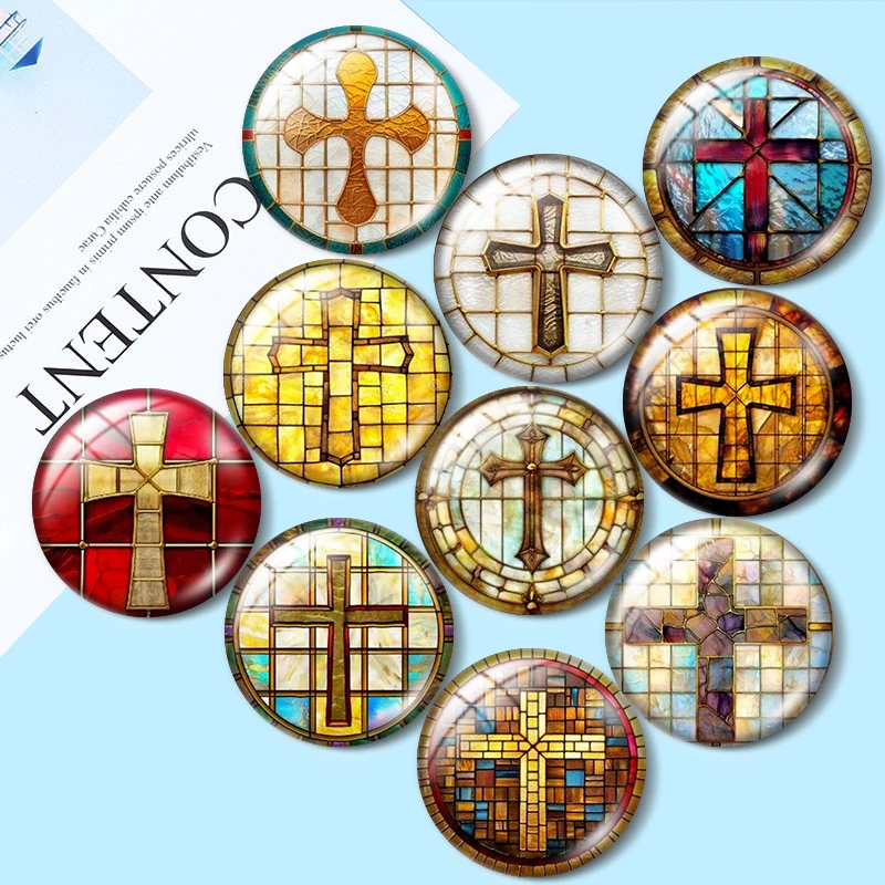 Watercolor Cross 12/18/20/25mm glass cabochon necklace bracelet pendant rings for jewelry demo earrings back Making findings
