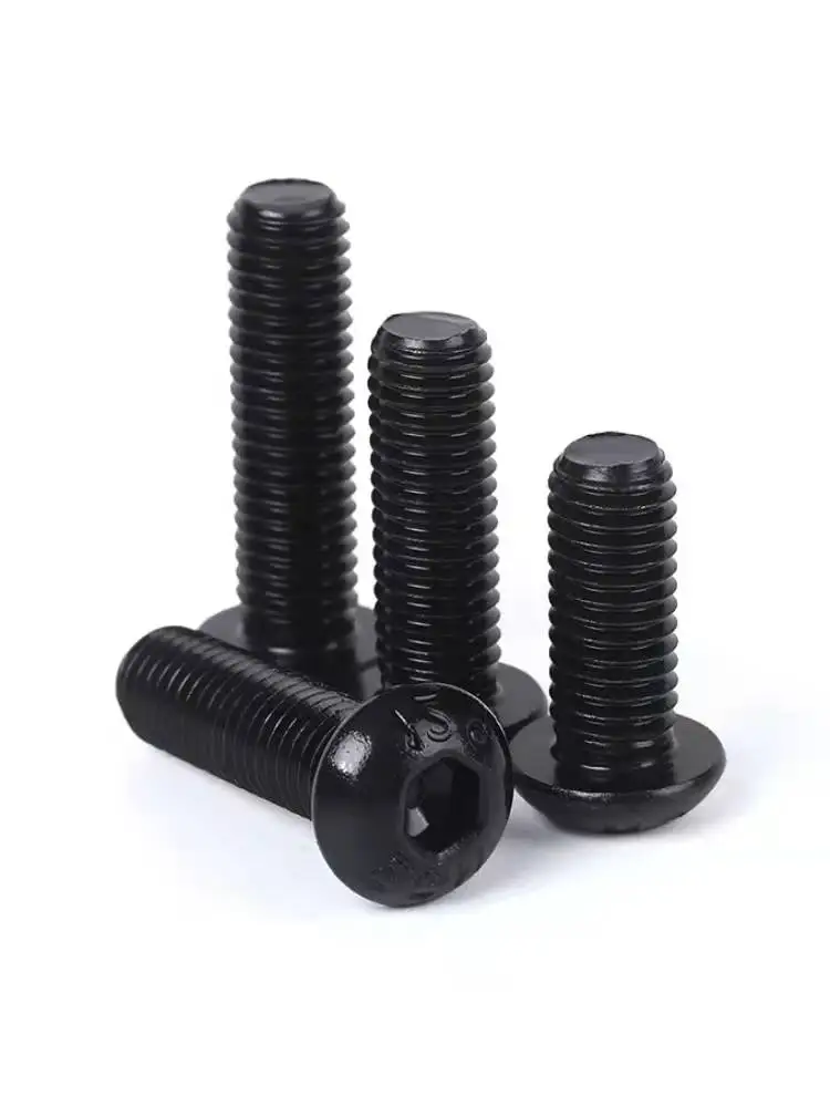 10/50pcs M2 M2.5 M3 M4 M5 M6 304 A2-70 Stainless Steel Black grade 10.9 ISO7380 Hexagon Hex Socket Head Button Allen Bolt Screw