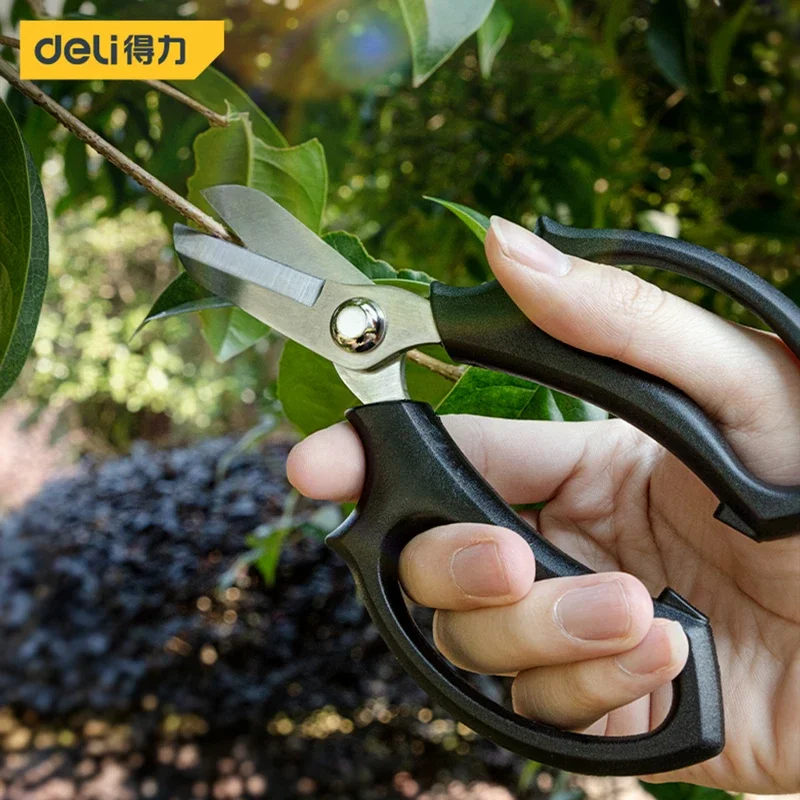 Deli 1 Pcs 7 Inch Garden Pruning Shears Professional Flower Scissor Anti-slip Handle Shear Multifunction Gardening Pruning Tools