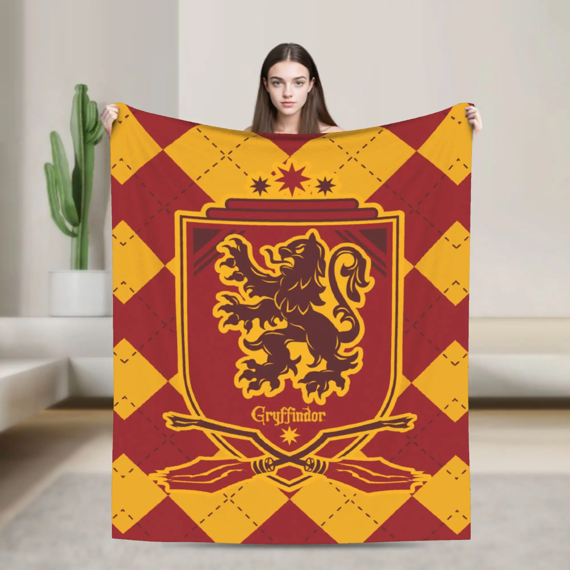

Potters Gryffindor QUIDDITCH Crest Blanket H-Harry P-Potter Flannel Funny Warm Throw Blankets for Chair Covering Sofa