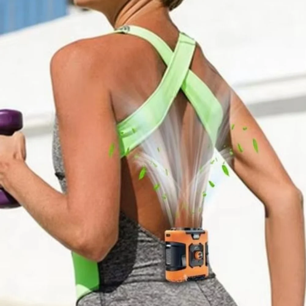 

High-Speed Waist Mounted Fan Refrigeration 8000mAh Hanging Neck Fan USB Rechargeable 100-Speed Adjustable Mini Electric Fan