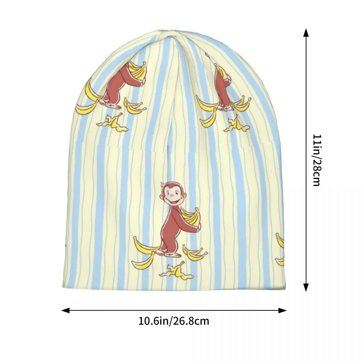 Curious George Monkey Cartoon Animation Skullies Beanies Hats Warm Autumn Winter Outdoor Cap Knitted Bonnet Caps for Men Women