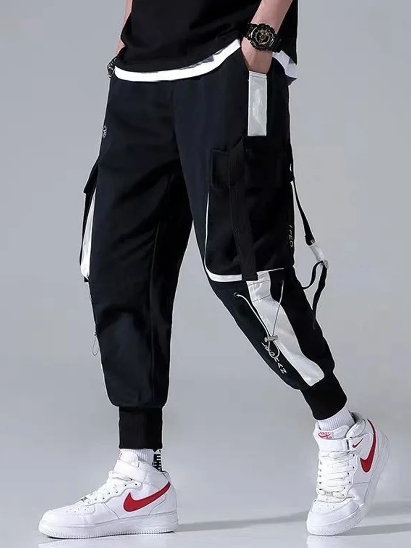 

Men's summer Hong Kong style straight tube loose and versatile oversized casual pants, polyester fiber washed wide leg workwear