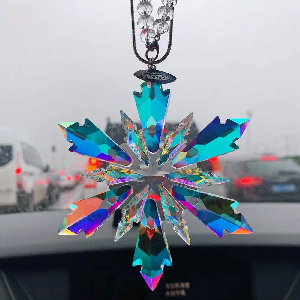 Car Rearview Mirror Pendant Car Interior Modeling Crystal Ball Ornaments Car Decoration Crystal Snowflake Car Ornaments