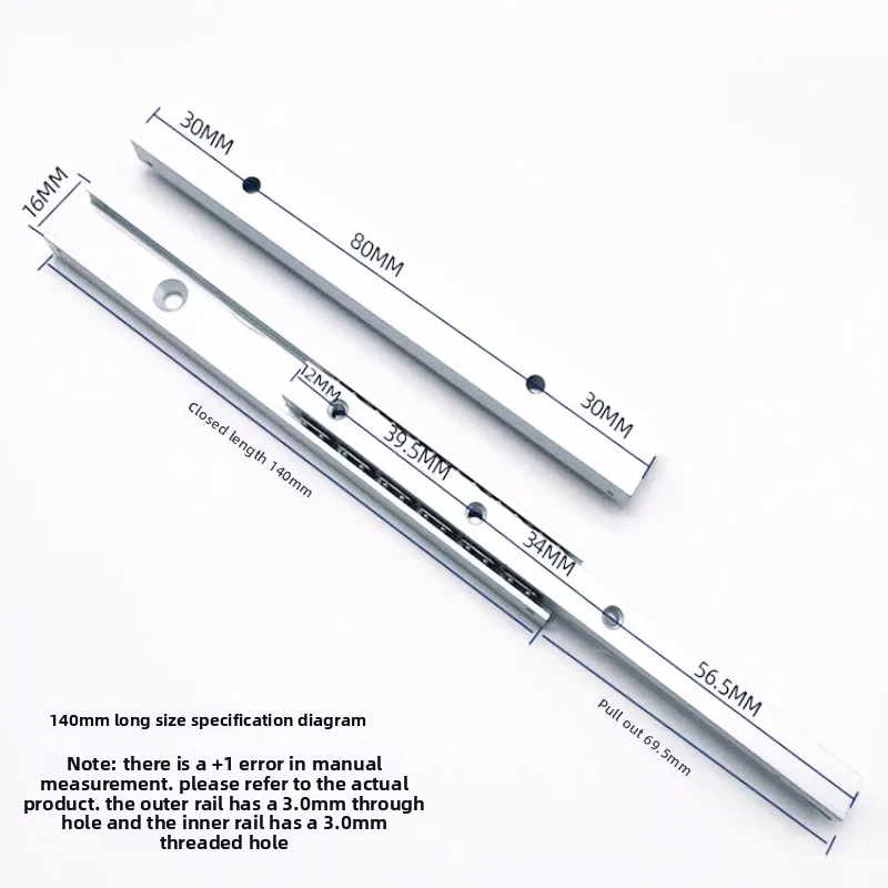 Thickened 2-Section Linear Small Guide Rail Miniature Slide Rail Slide Linear Guide Rail Two-Way Sliding Drawer Rail