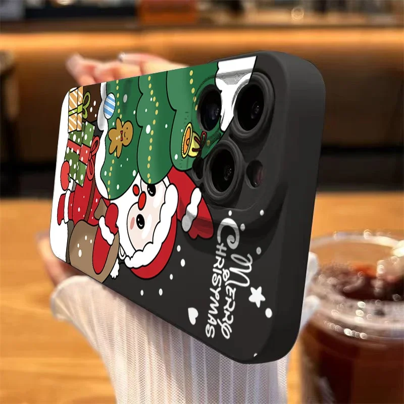 Shoockproof Christmas Santa Claus Phone Case For iPhone 16 15 Plus 14 13 12 Mini 11 Pro Max X XR XS 7 8 Plus SE2 Soft Cover