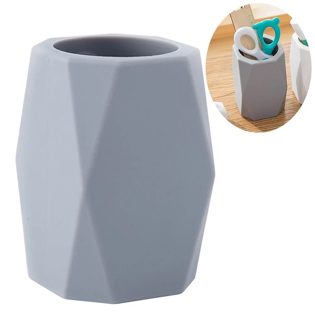 1Pcs Geometry Shape Silicone Pen Holder Sturdy Non-Slip Desktop Organizer for Makeup Brushes Hand Cream Pencils Students