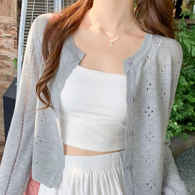 

Новые женские вязаные свитера с круглым вырезом, кардиганы с длинным рукавом, ажурные вязаные свитера-кардиганы, женские топы, женская одежда Q3519