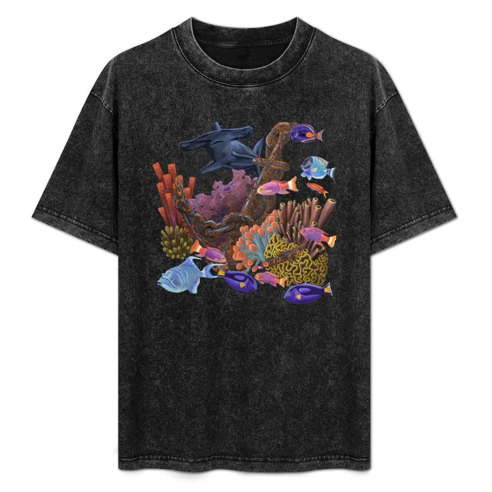 Underwater coral reef T-Shirt graphic tee shirt vintage animal prinfor boys sweat cotton t shirt men