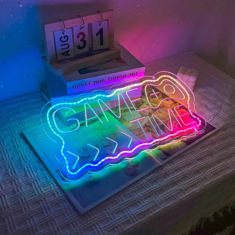 Customizable LED Neon Lights Double-row Text and Game Console Design Neon Sign for Bedroom Gaming Room Decoration Bar Club