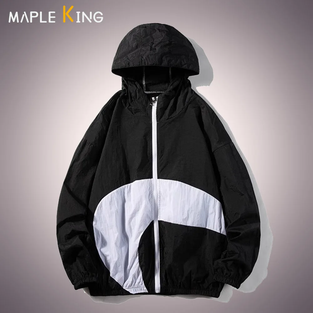 

Summer Ultrathin Sun Protection Clothing Jacket 5XL Star Print Zipper Men Hooded Jacket Outdoor Casual Windbreaker Sportswear