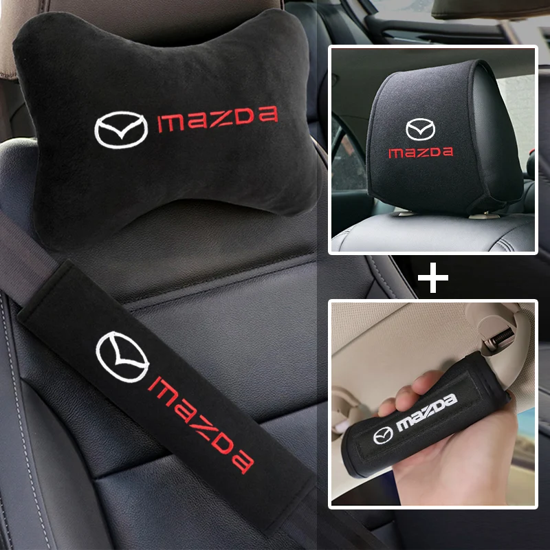 Car Seat Belt Protect Shoulder Pads Safety Handle Cover Headrest Neck Pillow for Mazda 2 Mazda 3 MS Mazda 6 CX-5 CX5 Accessories