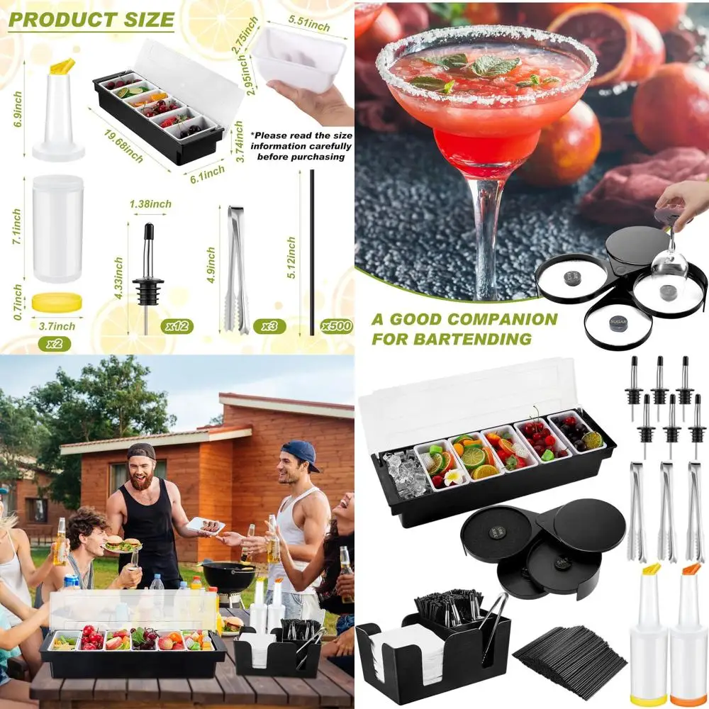 

Трехъярусная подставка для бармена с крышкой, нержавеющая сталь, 12 насадок для розлива, 2 диспенсера для сока, 1000 соломинок, кухонные щипцы