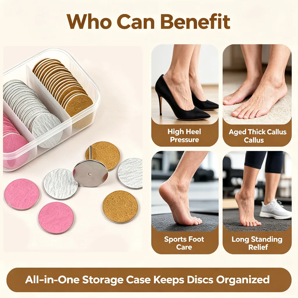 60Pcs 20/25mm Sandpaper Disc with Metal Nail Drill Bit #80 #150 #240 Grit Foot Sanding Disc for Manicure Pedicure view 2