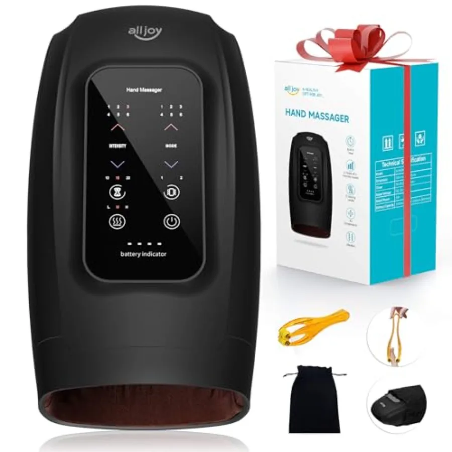 

Cordless Hand Massager with Vibration and Heat for Arthritis and Carpal Tunnel Relief 6 Pressure Levels Touchscreen Control War