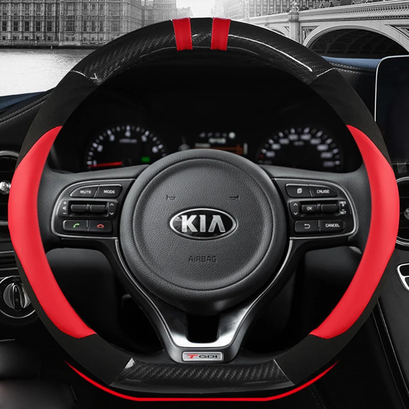 

D Type Stering Wheel Cover Wrap For Kia Stinger Soul 2018-2021 Picanto X-line Morning Ceed GT Stonic Sportage Proceed K5 Optima