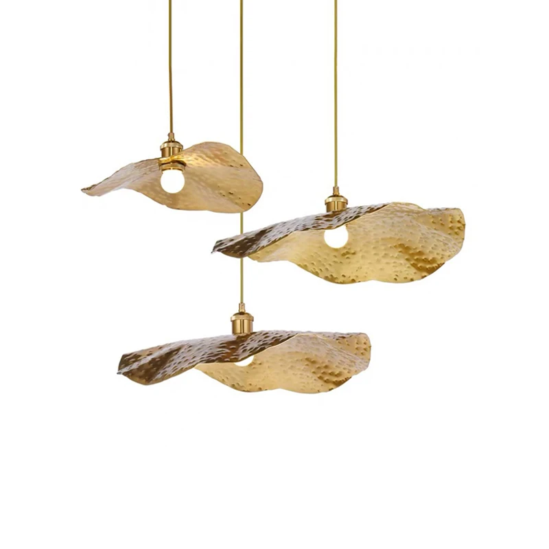 Nordic Lotus Leaf Lighting Hotel Cafe Gold Droplight Modern Light Luxury Simple Living Room Bedroom Led Decoration Pendent Lamps