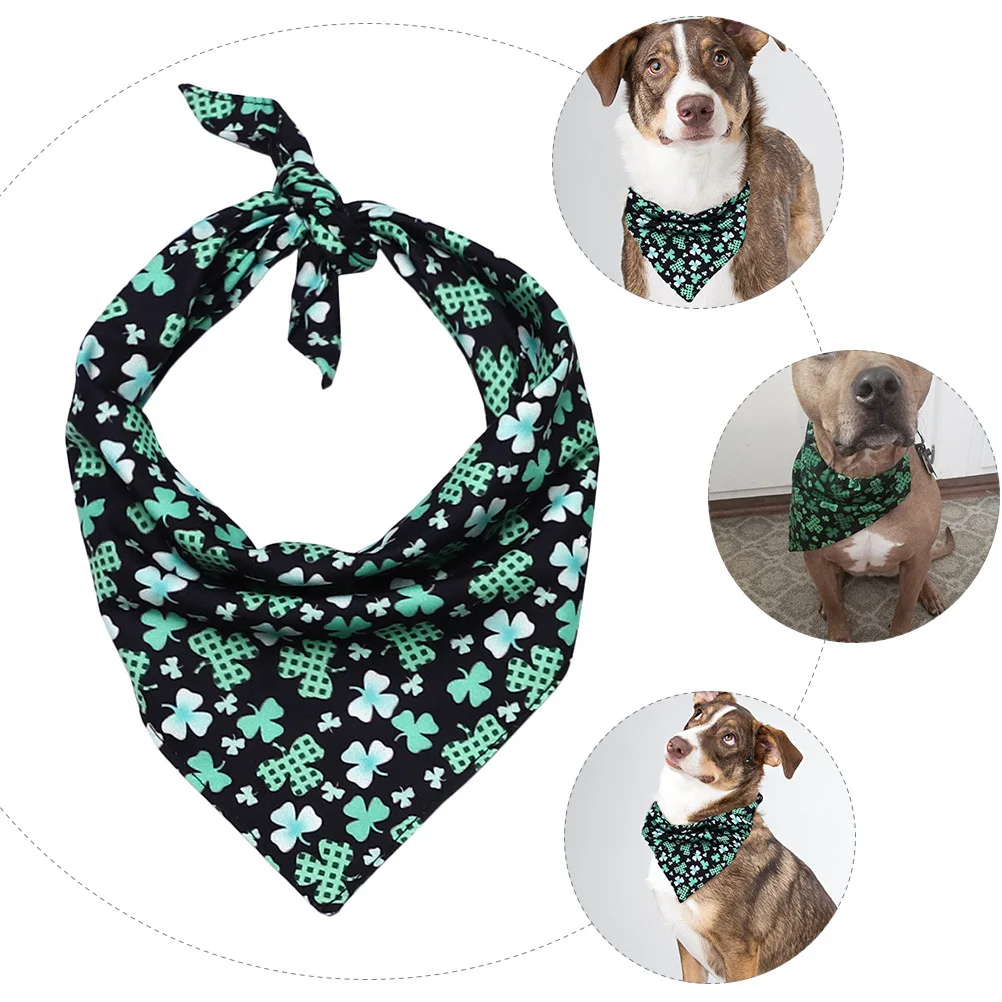

1Pcs Pet Saliva Towel St Patrick's Day Theme Green Dog Headband Washable Soft Comfortable for Medium Large Dogs Lovely Kerchief