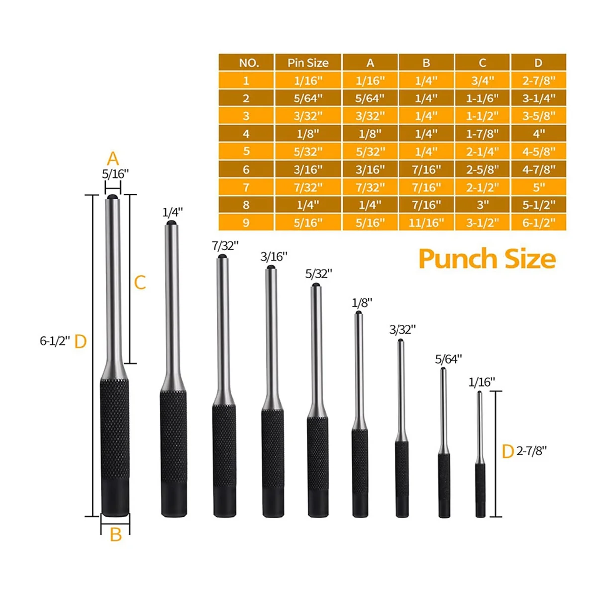 ABNP Roll Pin Punch Set, Punch Removing Repair Tools, Including Brass Pin Punches, Steel Pin Punches with Storage Pouch view 3