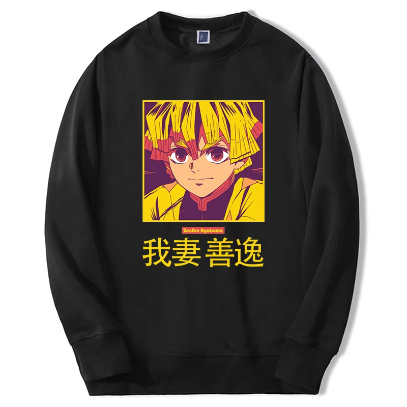 2024 Hot Japanese Anime Demon Slayer Hoodies Men Women Zenitsu Graphic Manga Sweatshirt Casual Round Neck Sportswear Sportswear