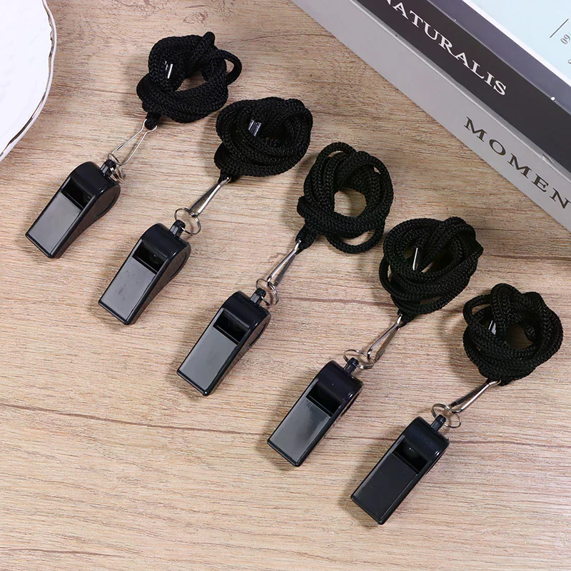 2/5/10 قطعة صافرة سوداء عالية الجودة للرياضة كرة القدم كرة السلة الحكم التدريب في الهواء الطلق صفارة إنقاذ مع الحبل #3