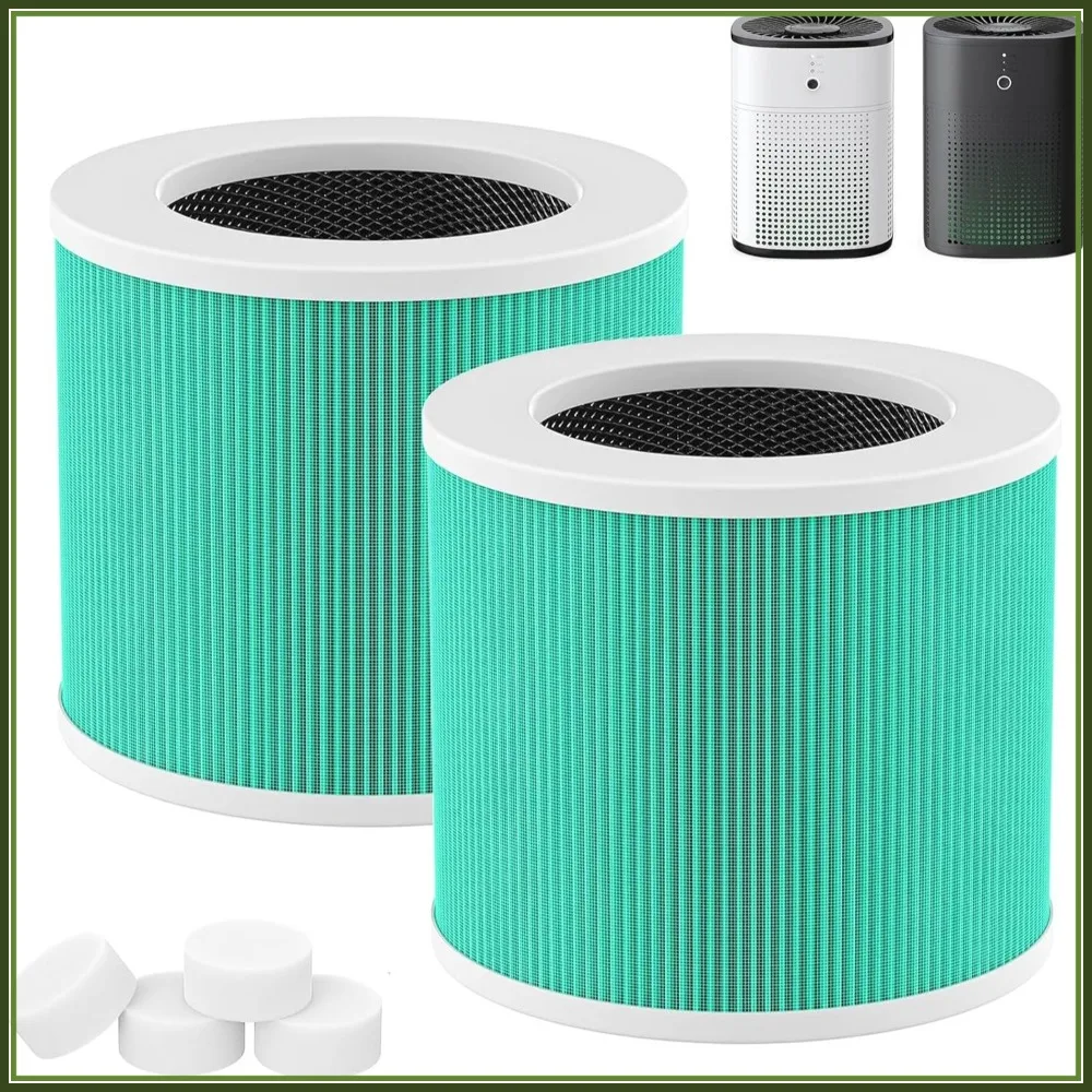 

HY1800 True HEPA Replacement Filter for Air Purifier, 3-in-1 Filtration Activated Carbon, 2 Pack