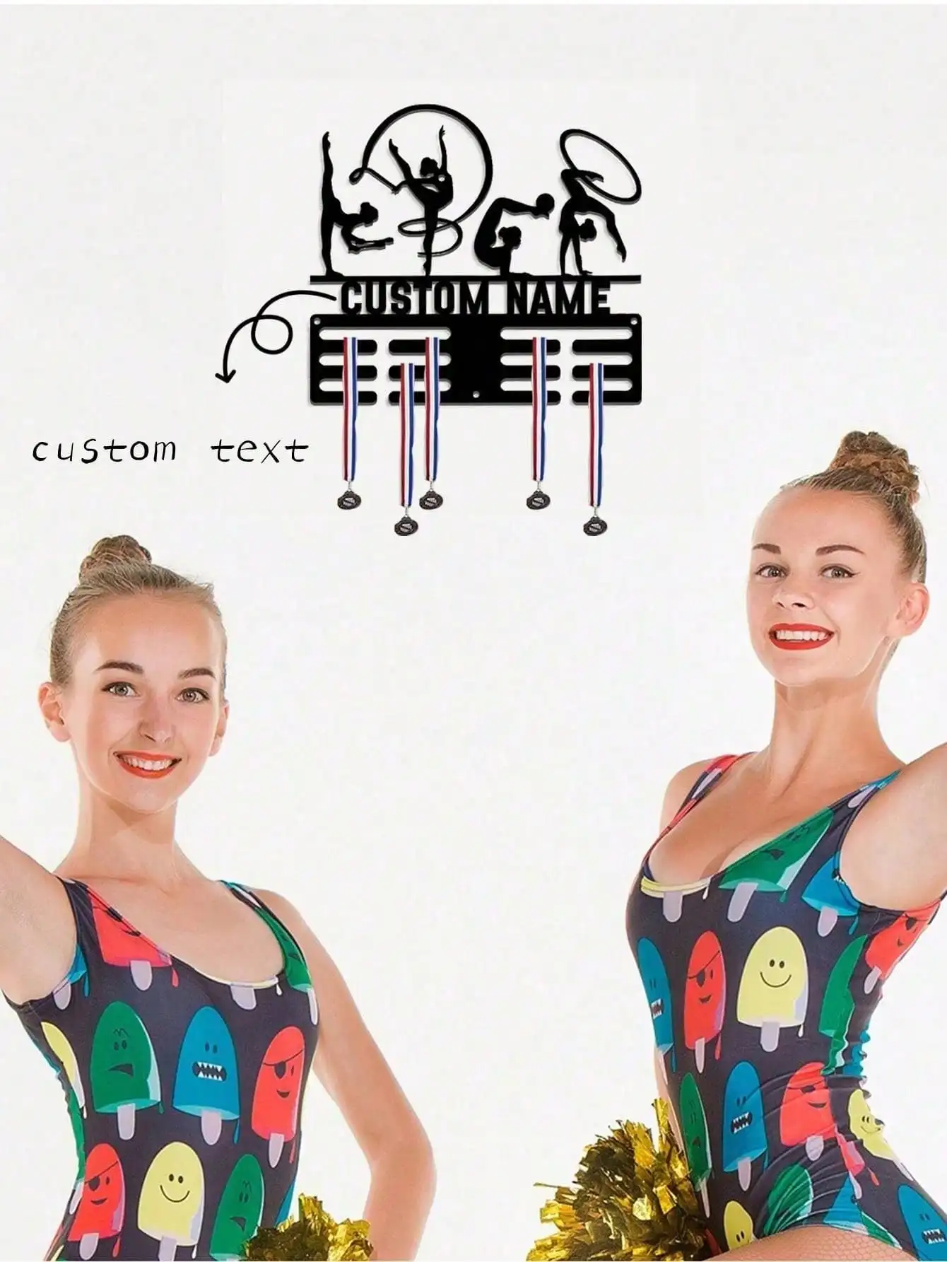 

Custom Metal Gymnastics Medal Holder, Award Display Rack for Wall, Gymnast Gift