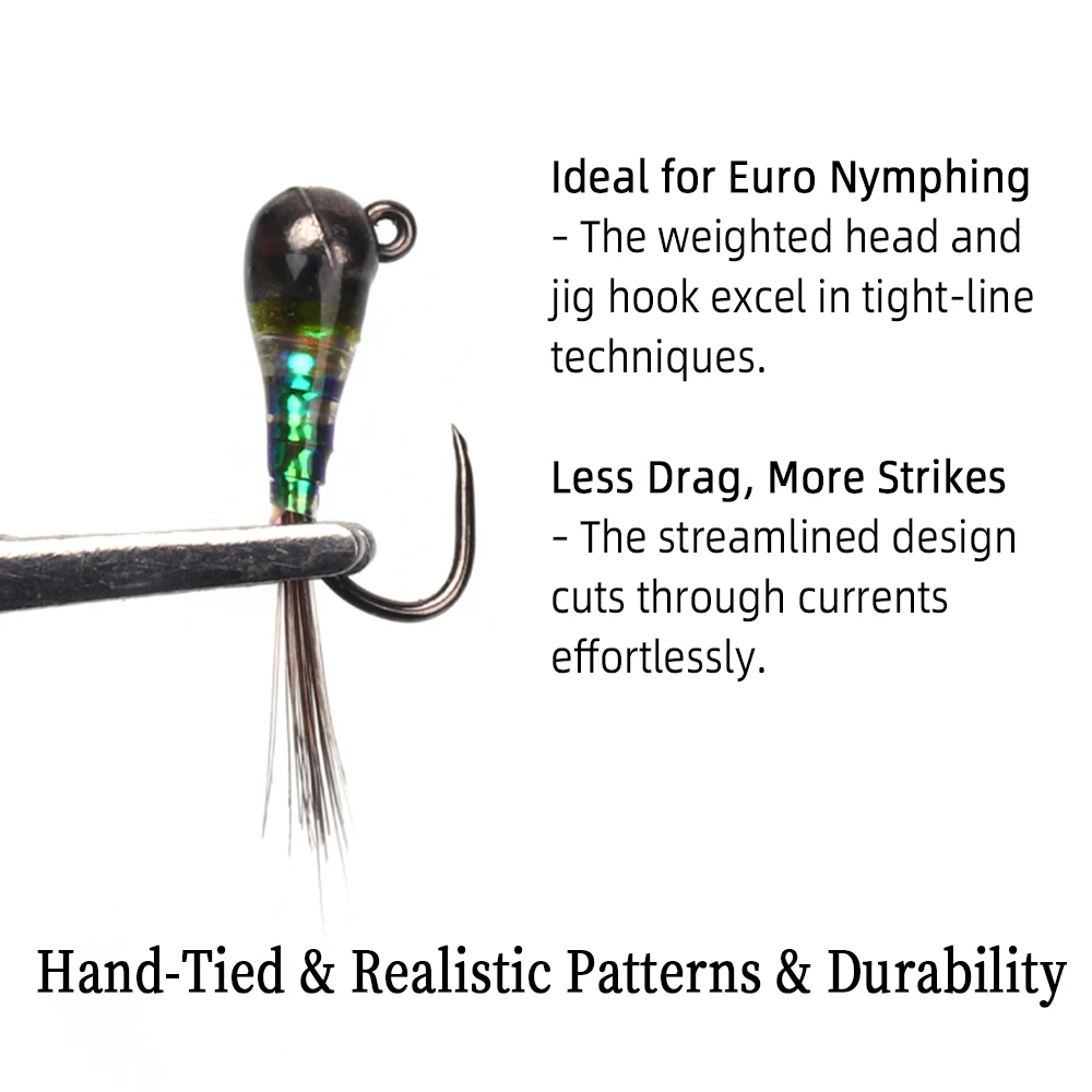 6PCS Perdigon Nymph or Euro Nymph for Weighted Fly Fishing Nymph Fast Sinking Trout, Grayling Fishing Lures